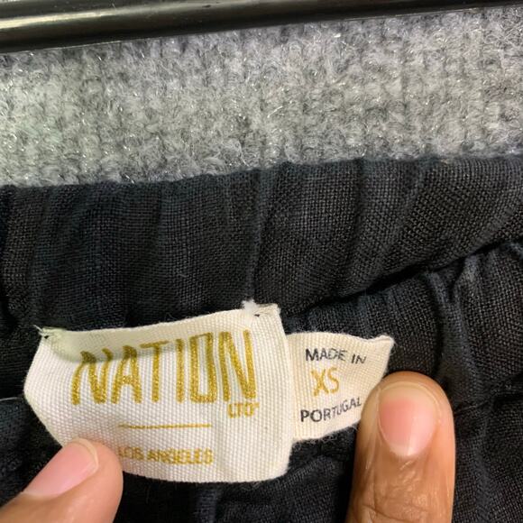 NATION LTD Los Angeles 100%‎ Linen Pants Black  Waist Wide Leg Women’s XS - Picture 9 of 11